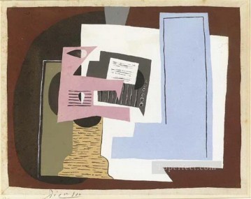 Still Life with guitar and score 1920 cubist Pablo Picasso Oil Paintings